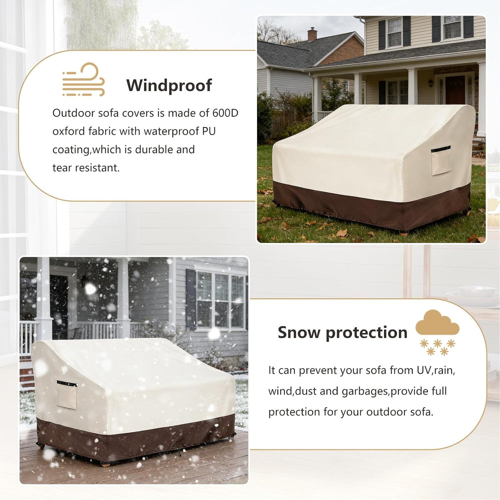 3-Seater Patio Sofa Cover, 600D Heavy Duty Waterproof Outdoor Sofa Covers, 76...