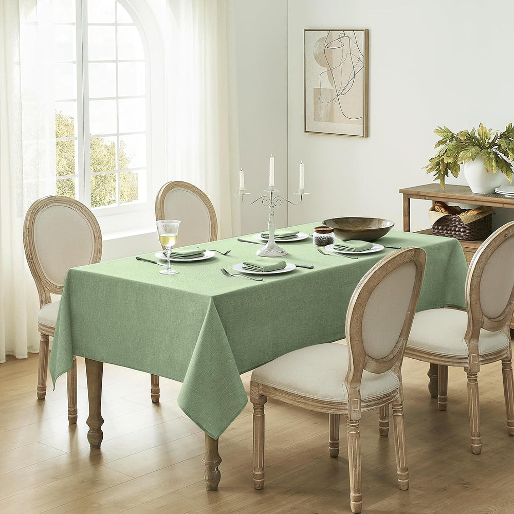 Softalker Extra Long Sage Green Table Cloth 144 x 60 inch Rectangular Faux Li...