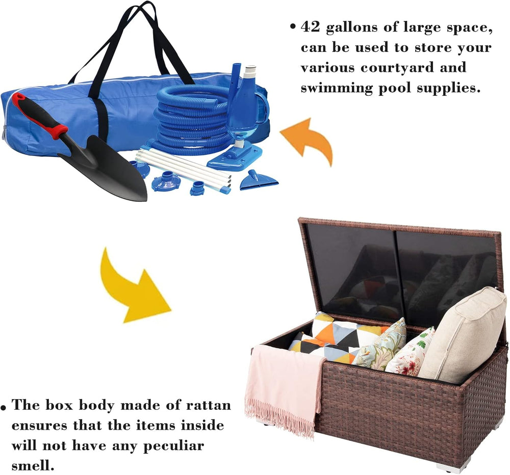 DIMAR GARDEN Outdoor Storage Coffee Table with Waterproof Cover,Patio Wicker ...