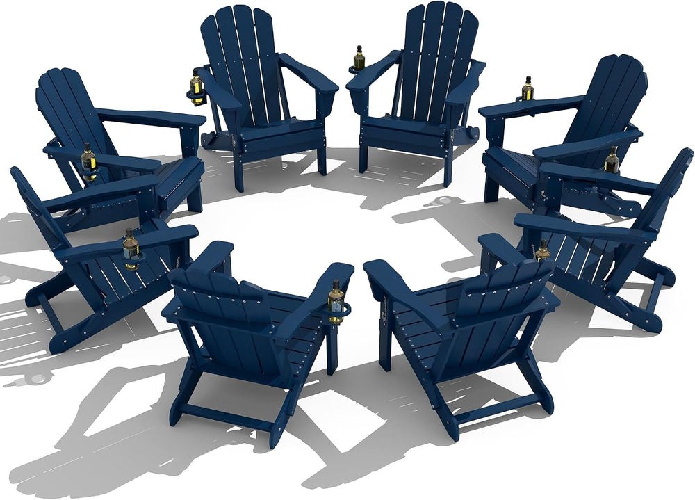 Domi Folding Adirondack Chair Set of 8, HDPE All-Weather Adirondack Chairs wi...