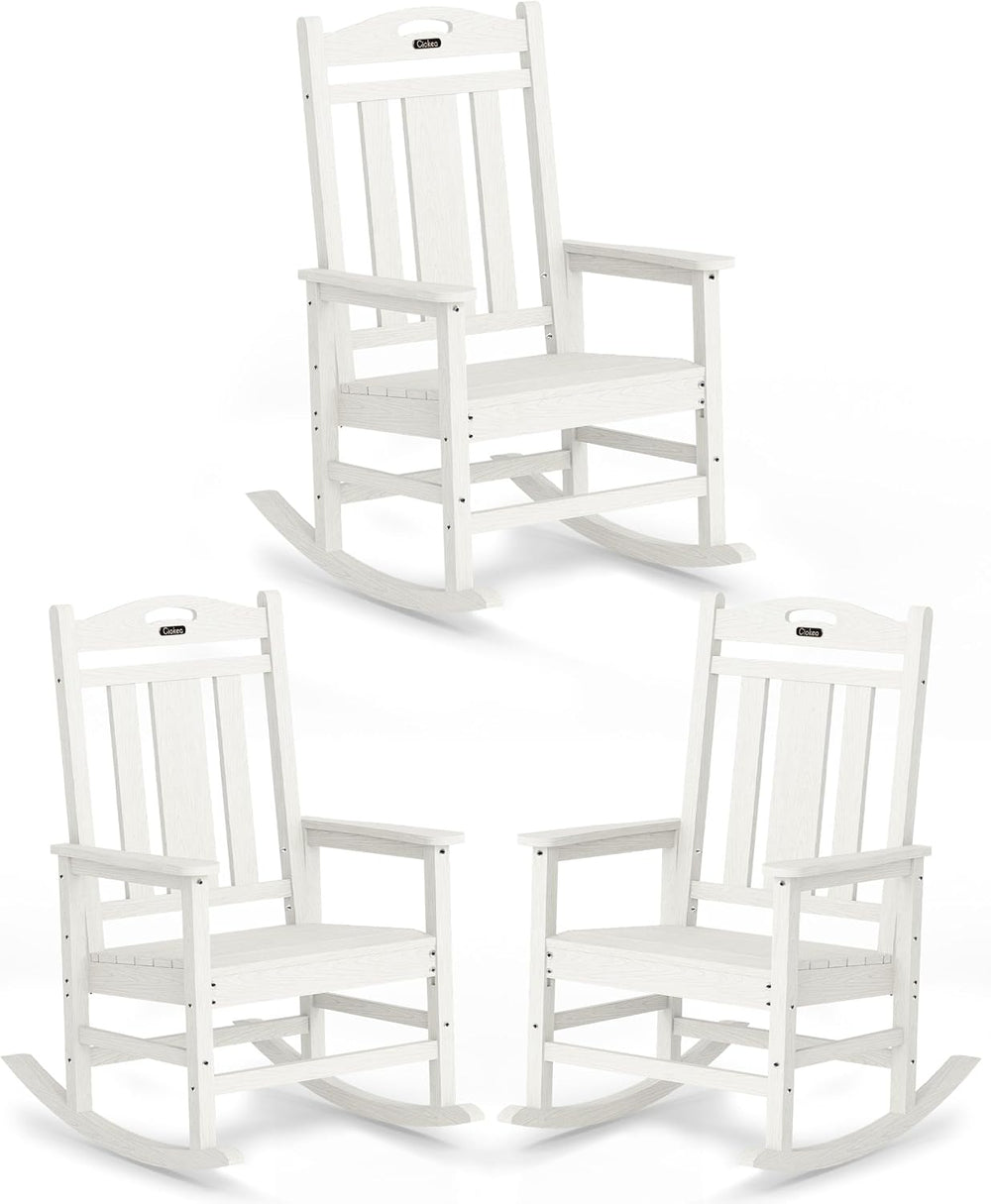 Ciokea Oversized Outdoor Rocking Chairs Set of 3, 380lbs Heavy-Duty Large Pat...