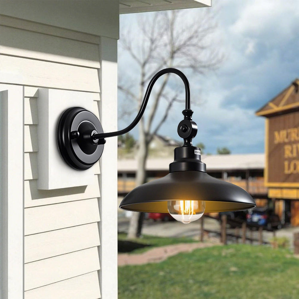 4-Pack Outdoor Wall Lights, Matte Black Farmhouse Gooseneck Barn Light 9.8 in...