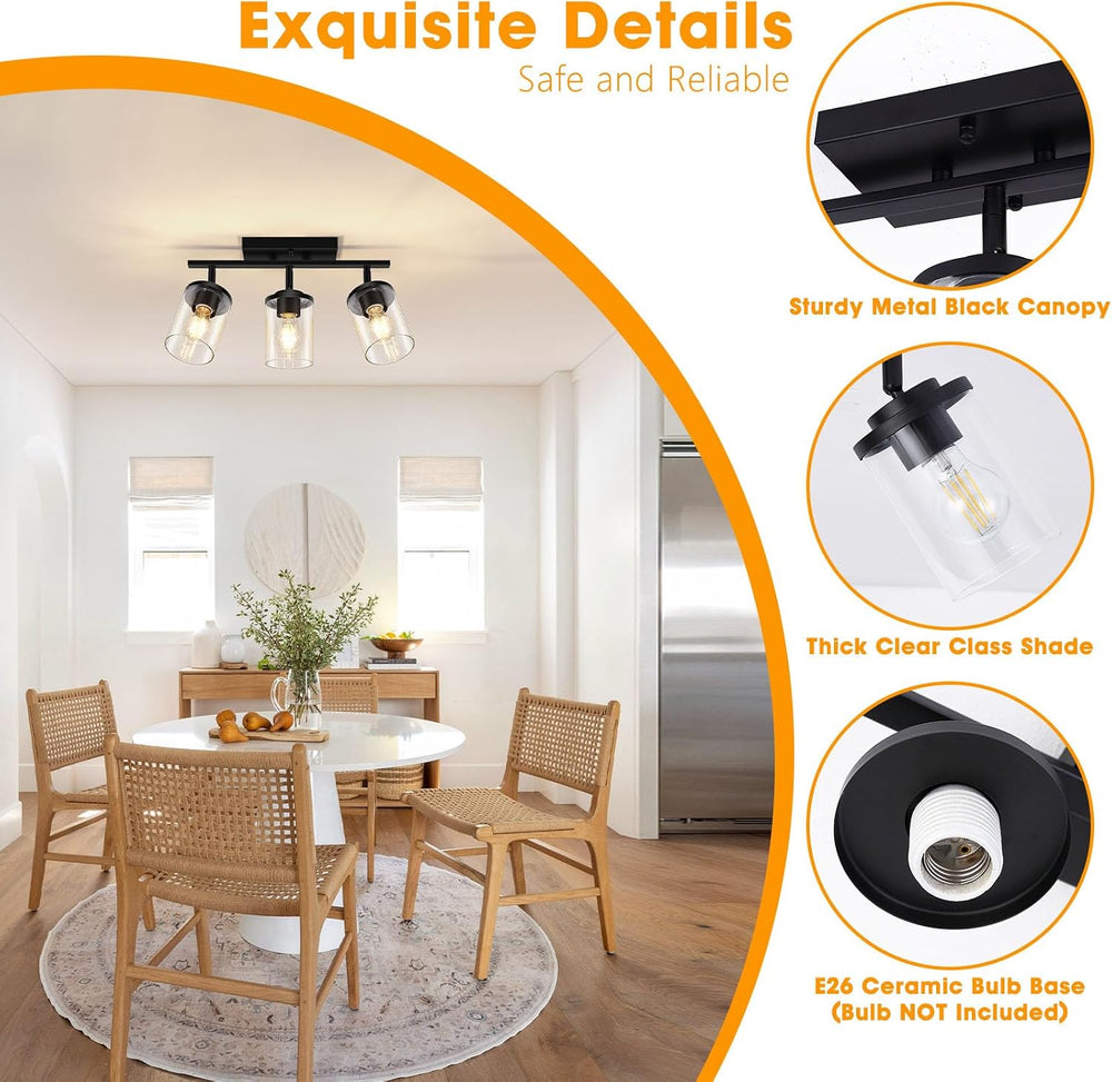 FadimiKoo 3-Lights Semi Flush Mount Ceiling Light, Adjustable Kitchen Light F...