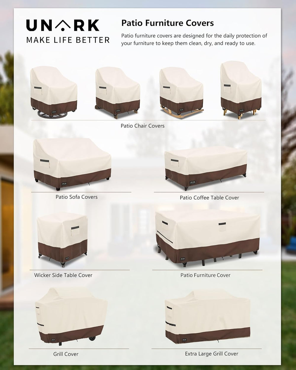 Outdoor Furniture Covers Waterproof, 600D Heavy Duty Patio Furniture Covers W...