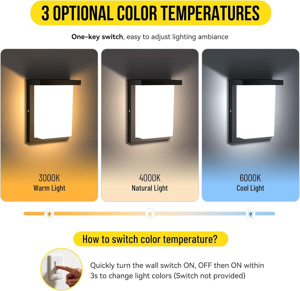 Outdoor Wall Lights, 15W Integrated LED, 3CCT Selectable, IP65 ETL