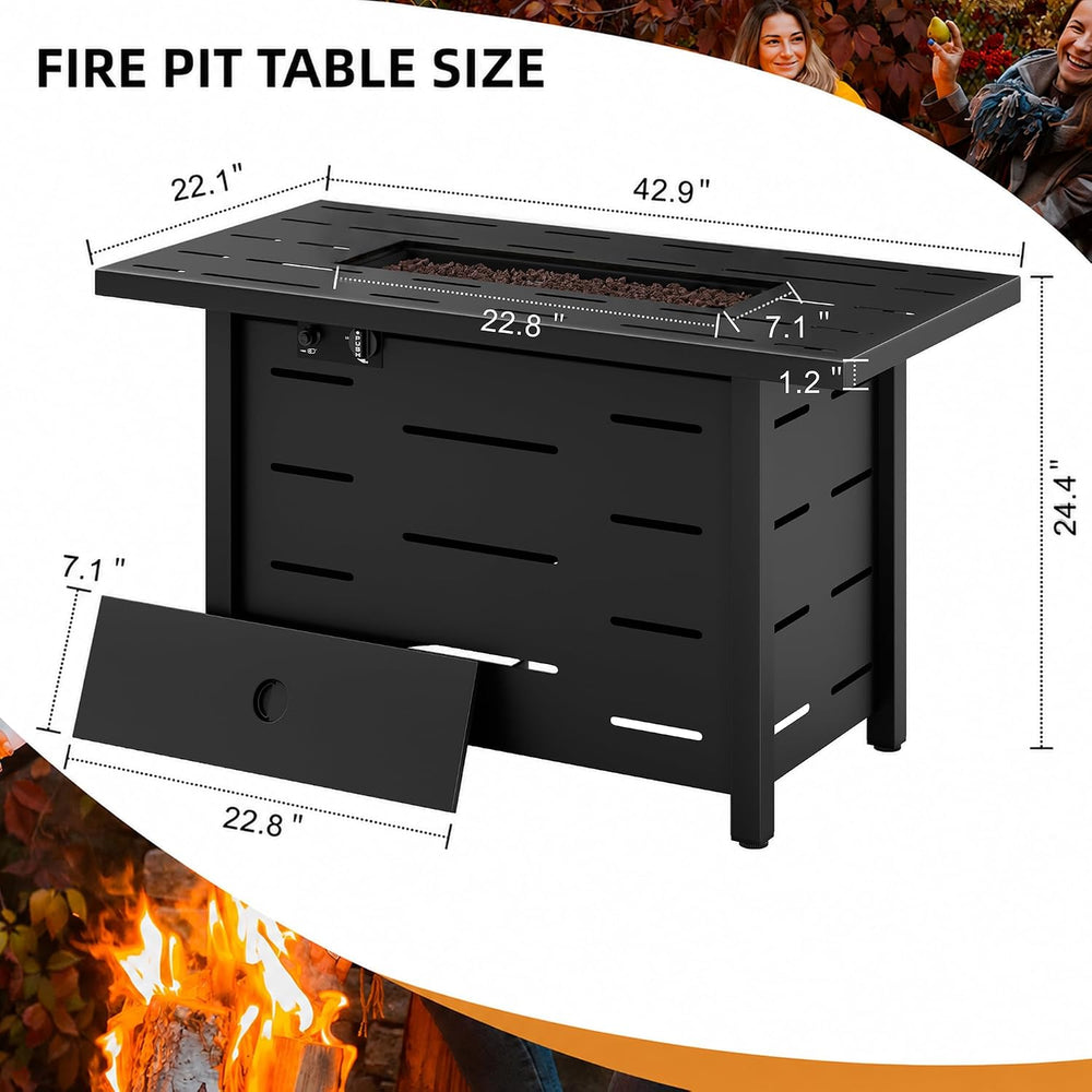 43 Inch Propane Fire Pit Table for Patio & Backyard, 50,000 BTU Steel Gas...