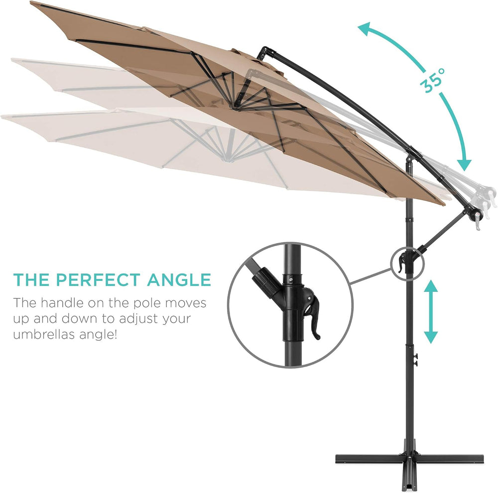 Best Choice Products 10ft Offset Cantilever Hanging Market Patio Umbrella, 8 ...