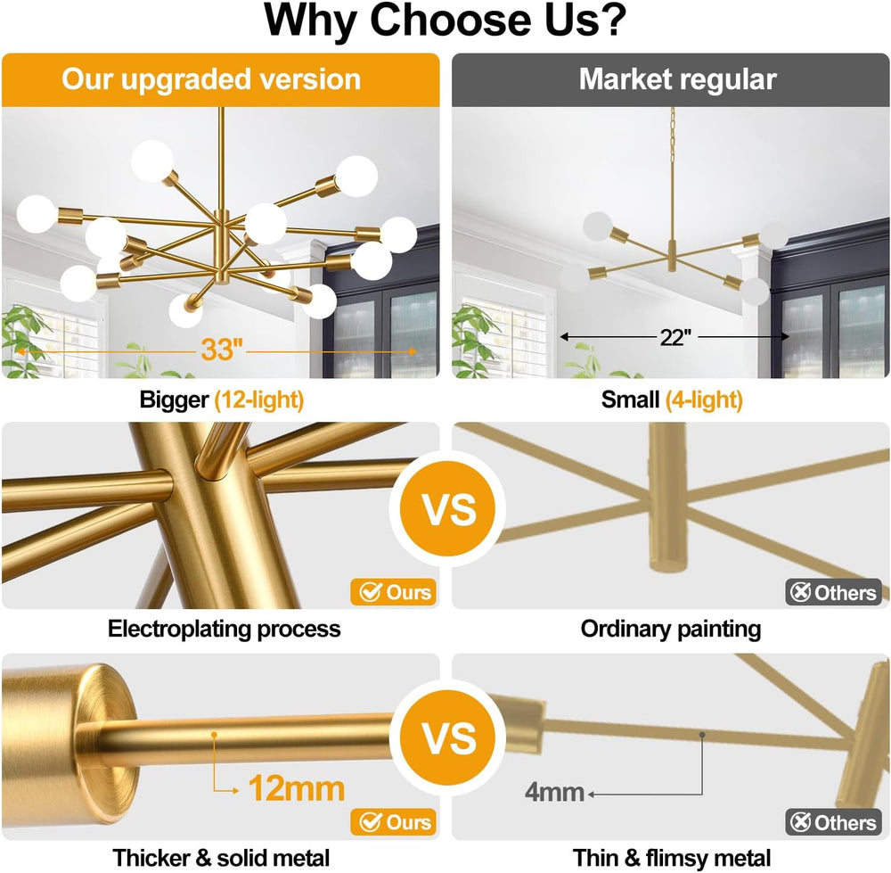 11"-52" Height Adjustable Modern Chandelier Ceiling Light Fixture, ...