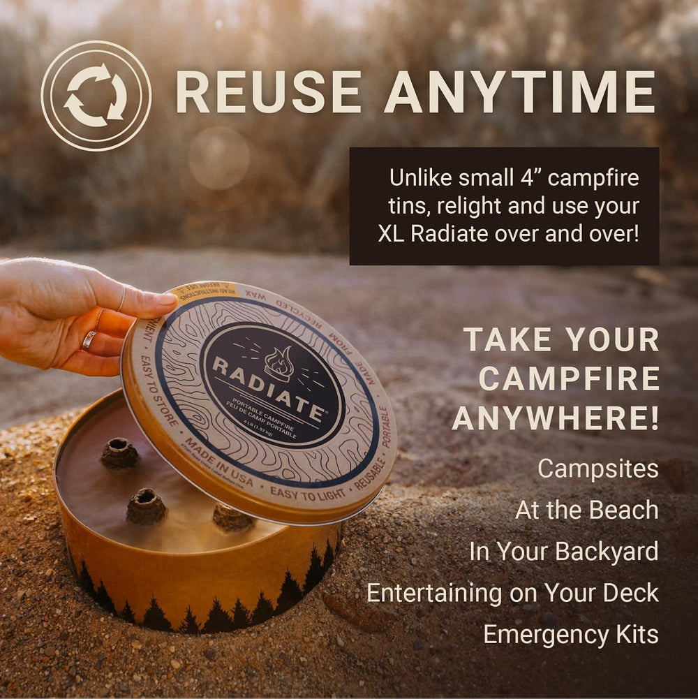 Radiate 2 Pack XL 8" Portable Campfire As Seen On Shark Tank - Up to 2 H...