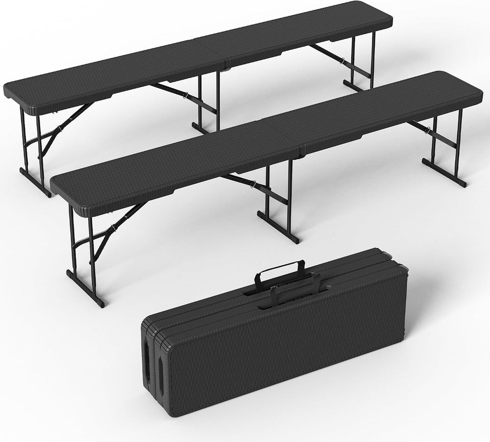 VSOAEIL 6 Foot Folding Bench 2 Pack, Foldable Plastic Bench Indoor Outdoor