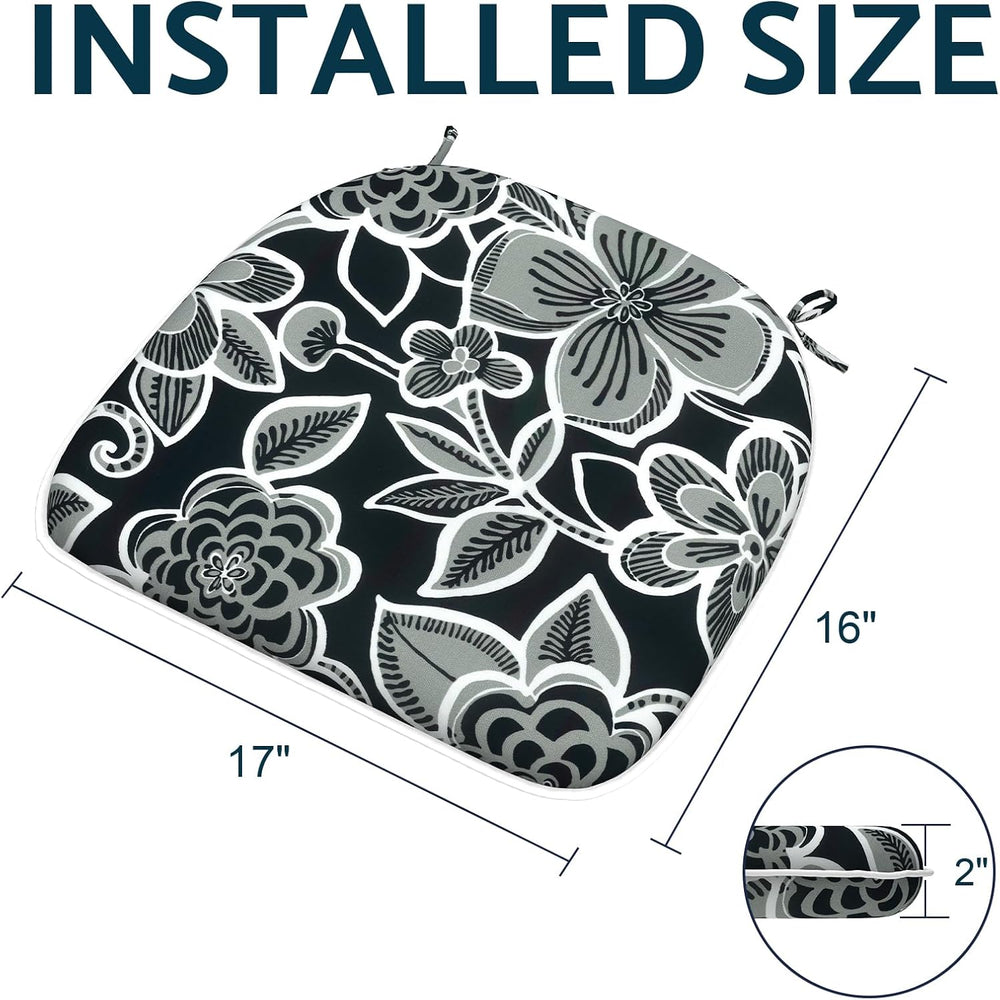 Indoor/Outdoor Chair Cushions 16x17 Inch, Patio Chair Cushions with Ties, All...