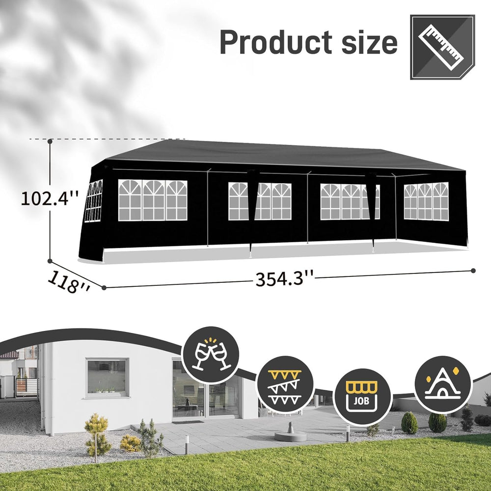 10x30 FT Party Tent, Outdoor Wedding Tents for Parties, Canopy Event Tent wit...