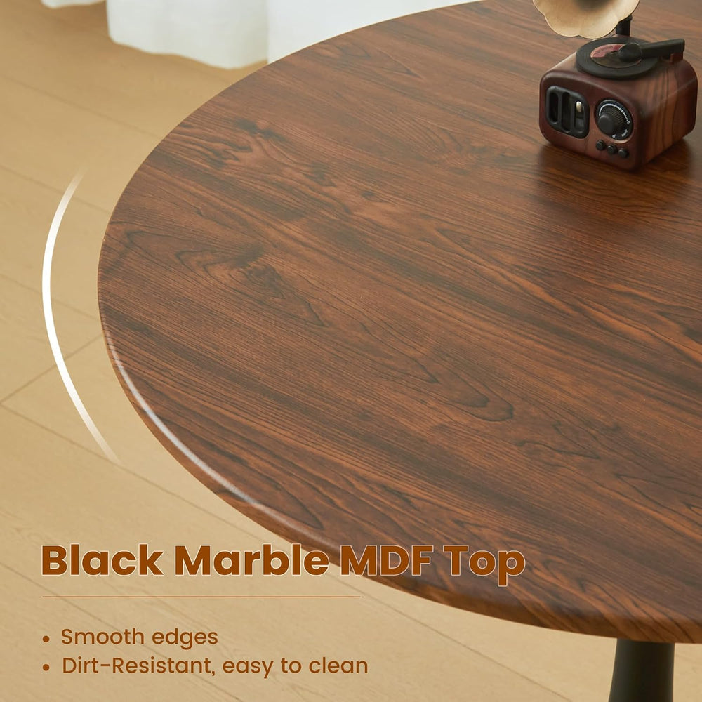 Round Dining Tulip Table for 2, Mid-Century Modern Table with Sturdy Metal Pe...