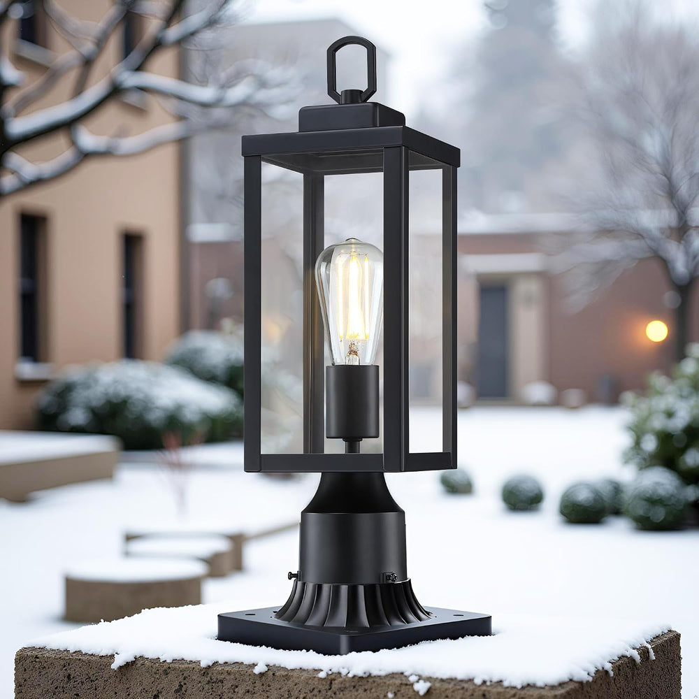 GRUENLICH Outdoor Post Light Fixture, Tempered Glass, 16.5" Black 1 Pack