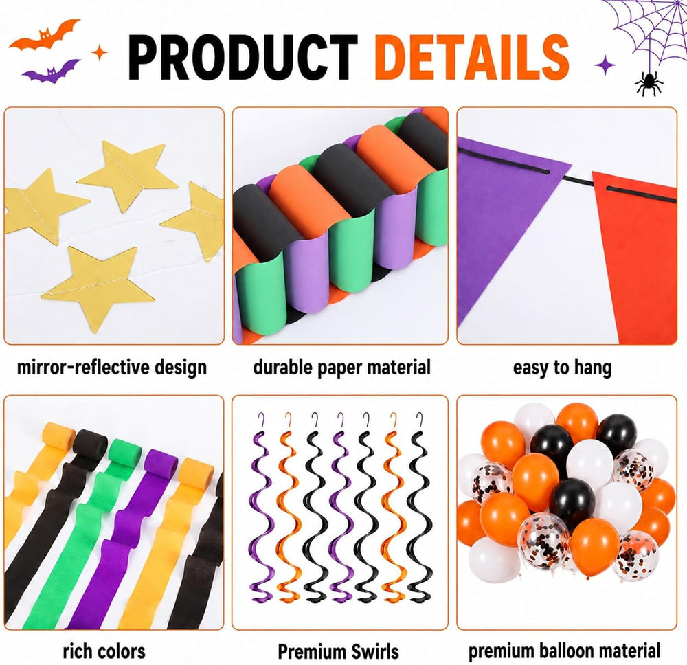345pcs Halloween Paper Chain Strips Garland Set Birthday Party Decoration