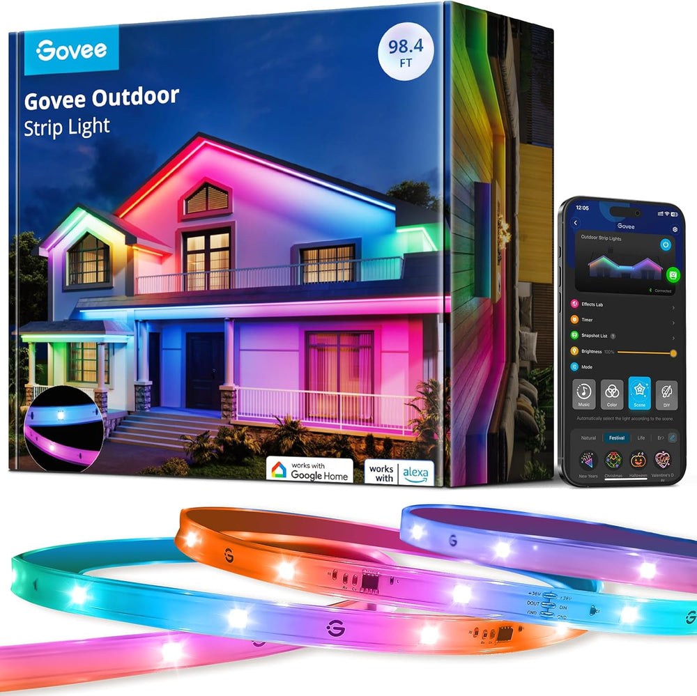 Govee Outdoor LED Strip Lights, 98.4ft Smart Outdoor Lights Work with Alexa a...