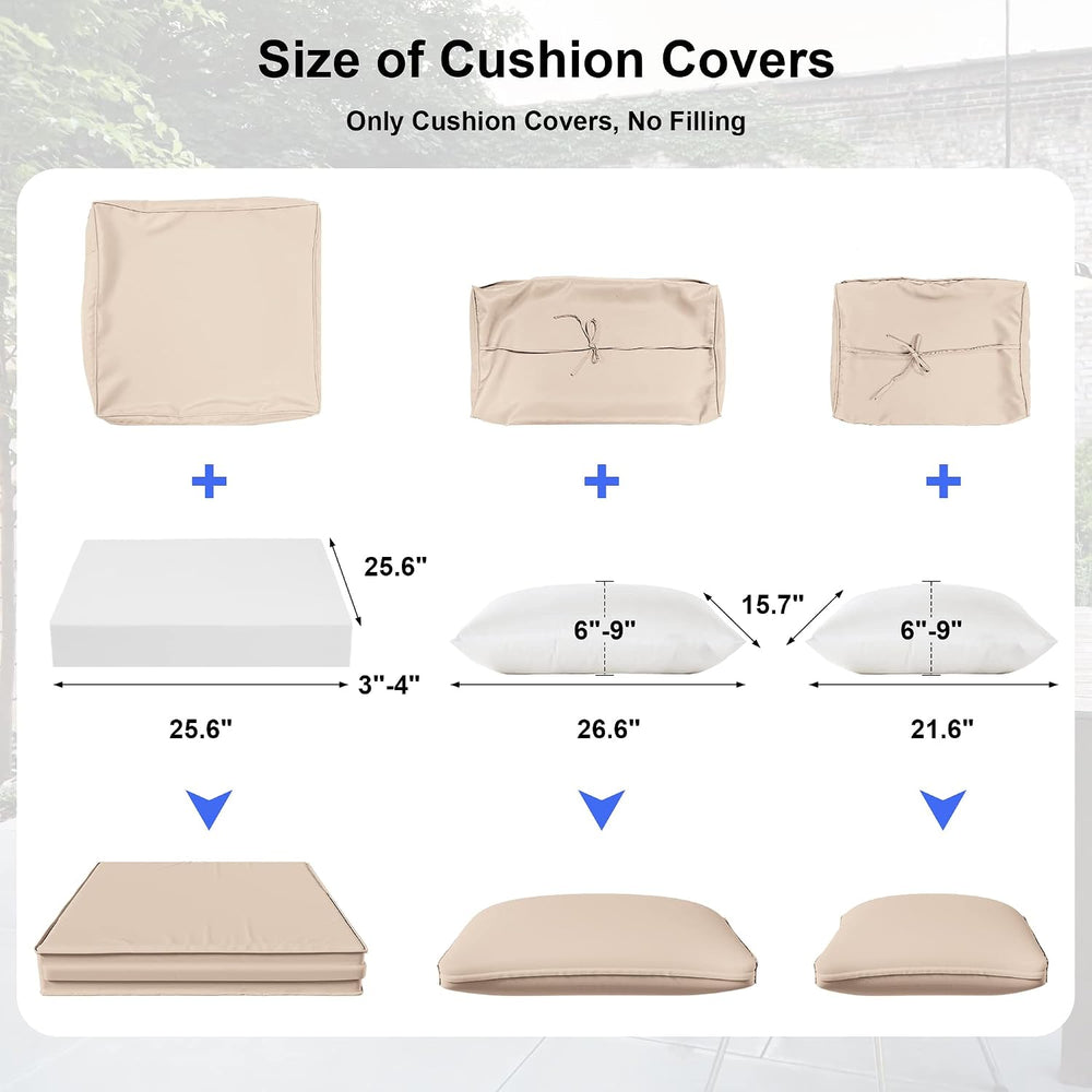 ALAULM 11 Pieces Patio Cushion Covers Replacement, Waterproof & Splashpro...