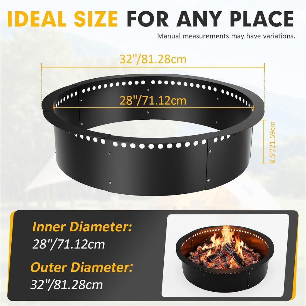 Smokeless Fire Pit Ring, 32 inch Outer/28 inch Inner Outside Fire Pit, Heavy ...
