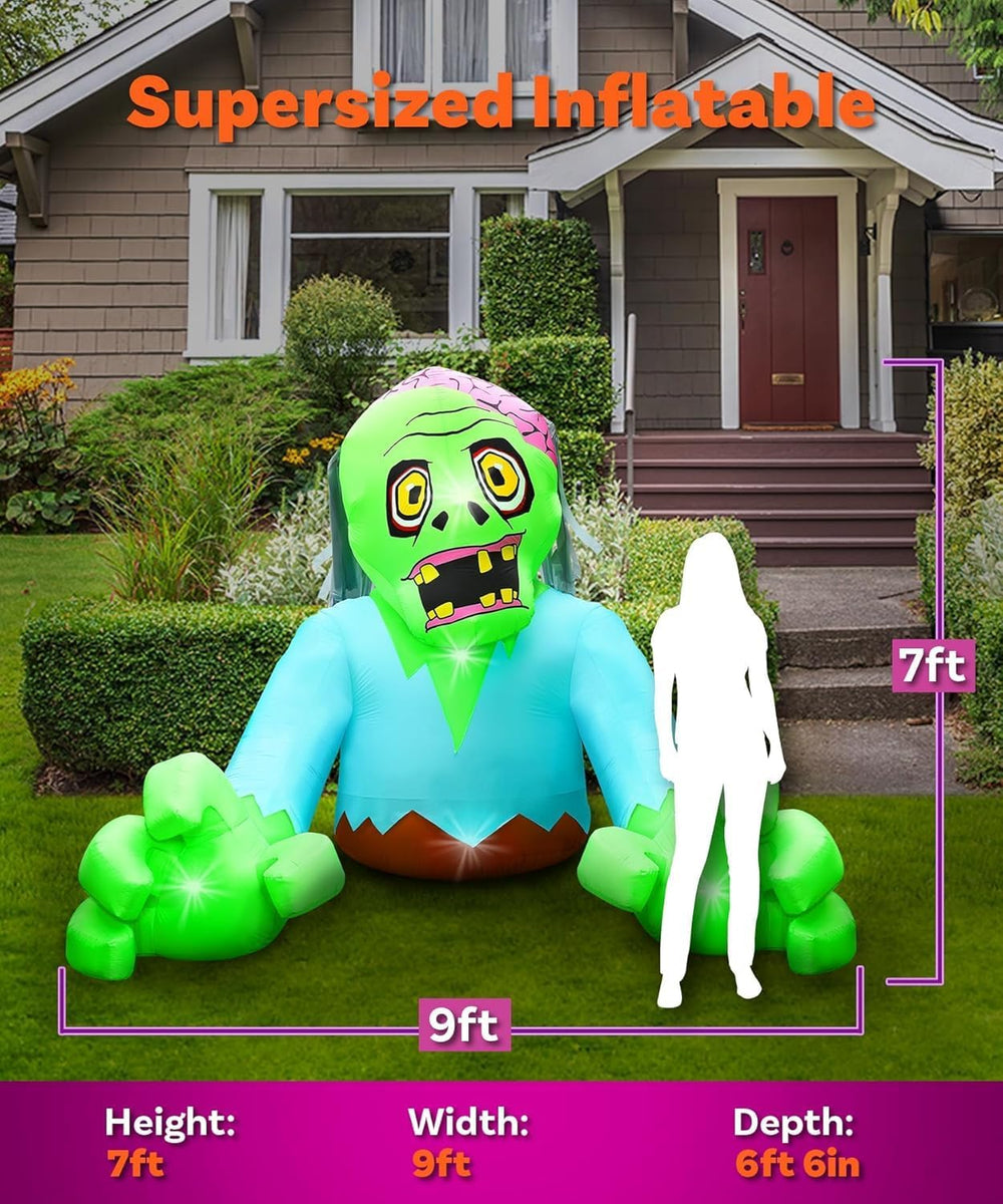 7FT Tall 9FT Wide Halloween Inflatable Zombie Outdoor Decoration