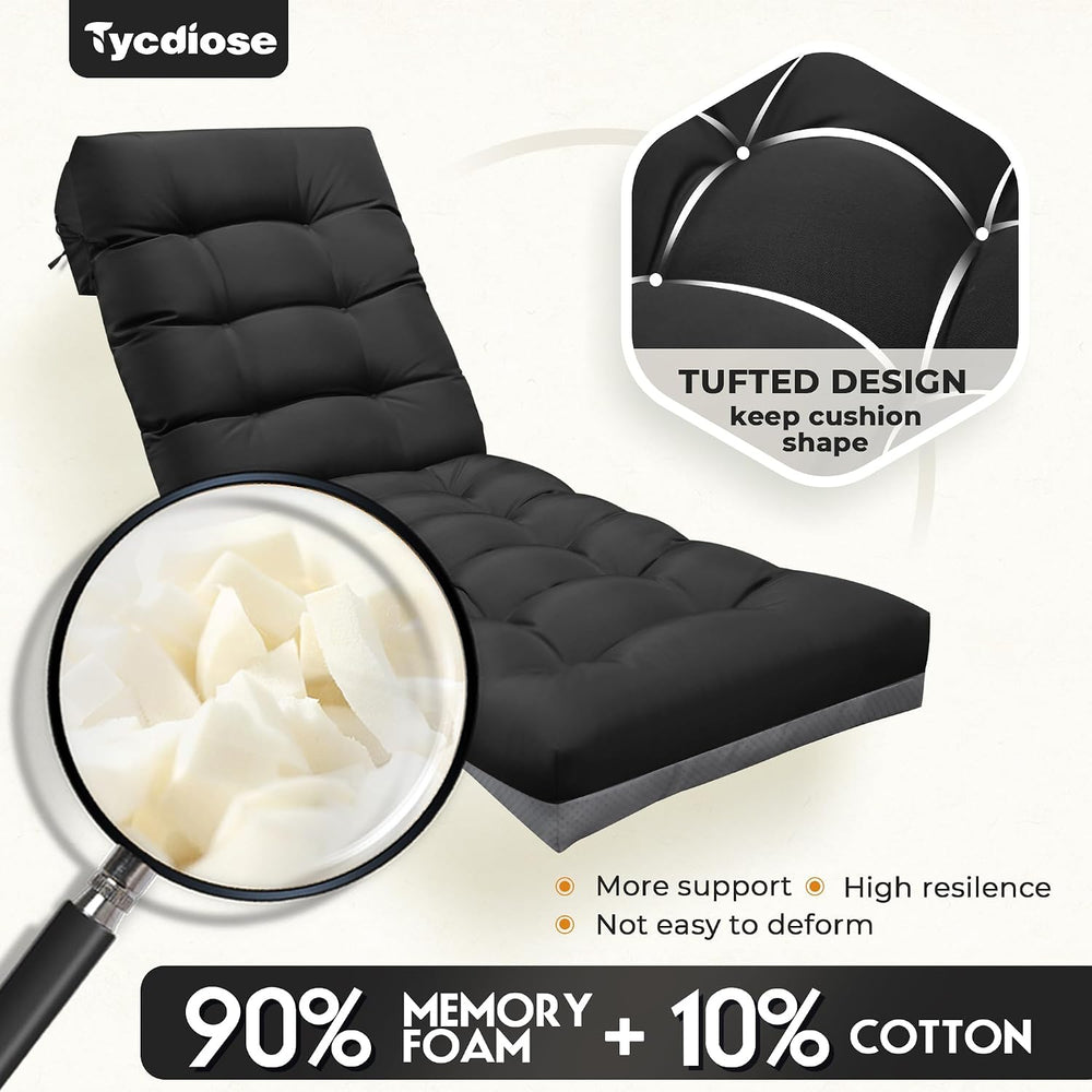 Outdoor Lounge Chair Cushion, Waterproof Replacement Chaise Lounge Cushions f...