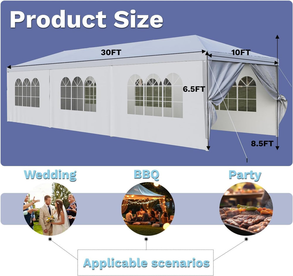 Devoko 10x30 FT Outdoor Water & UV & Wind Resistant Party Tent