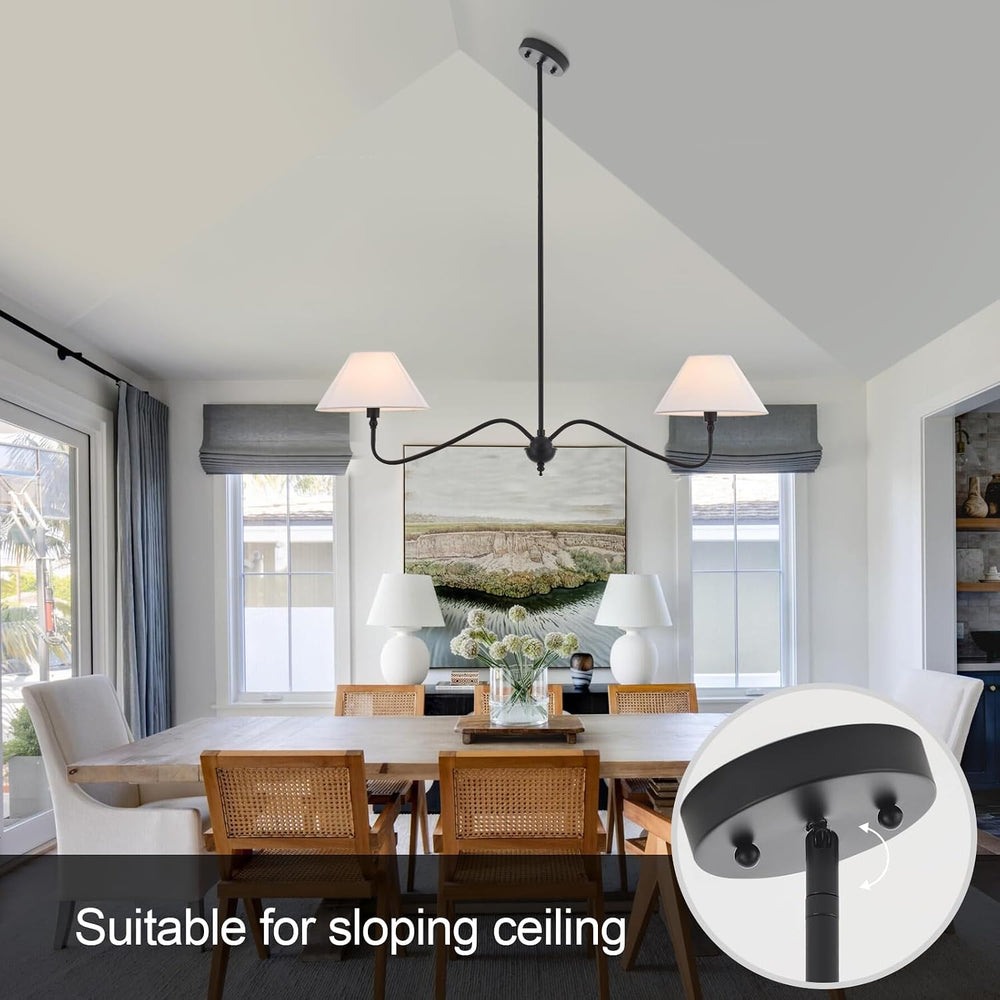 Modern Linear Chandelier for Kitchen Island, 2-Light Linear Light Fixture wit...