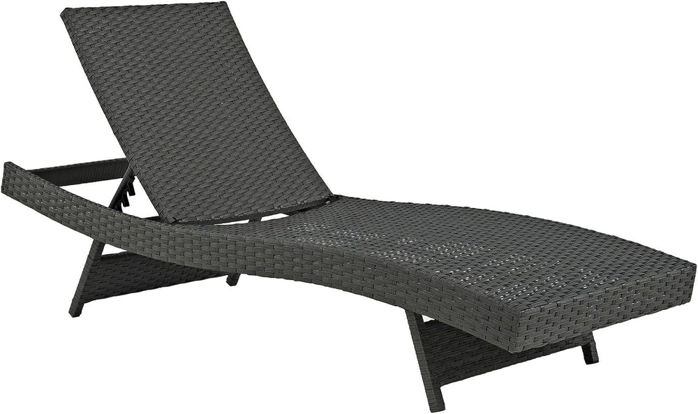 Modway Sojourn Wicker Rattan Outdoor Patio Sunbrella Fabric Chaise Lounge in ...