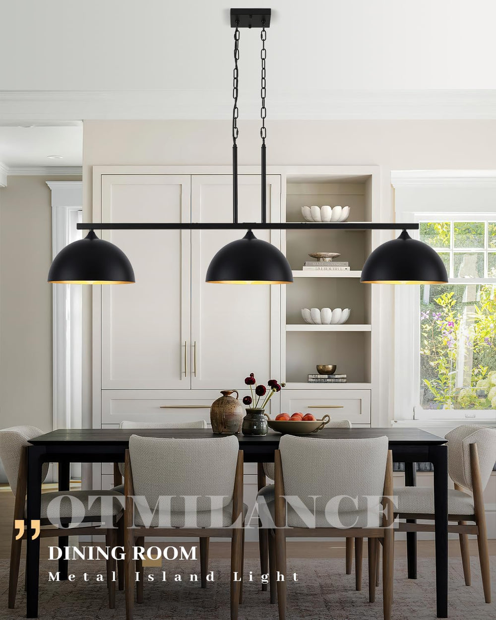 3-Light Island Light for Kitchen, Farmhouse Industrial Dining Room Light Fixt...