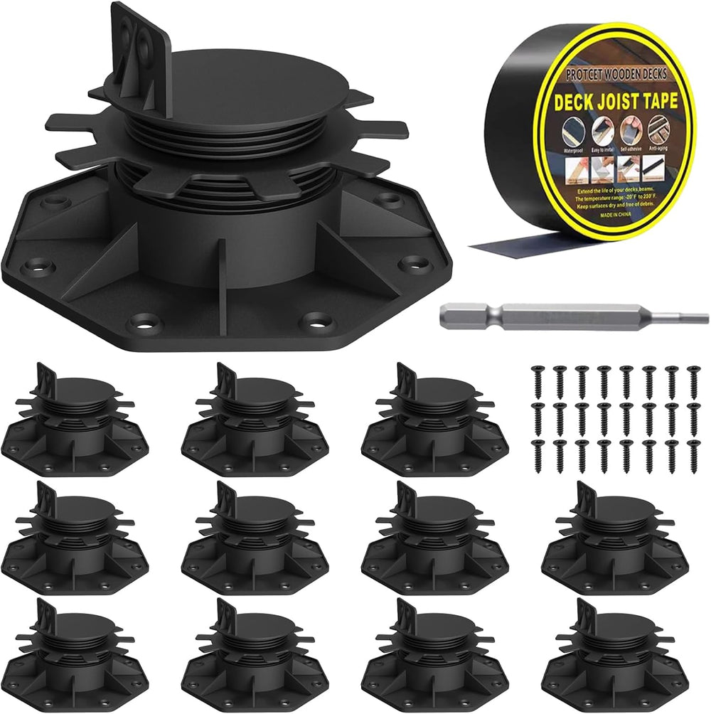 Deckit 12-Pack Adjustable Deck Support Pedestals, 1.18"–2.36" (30–6...