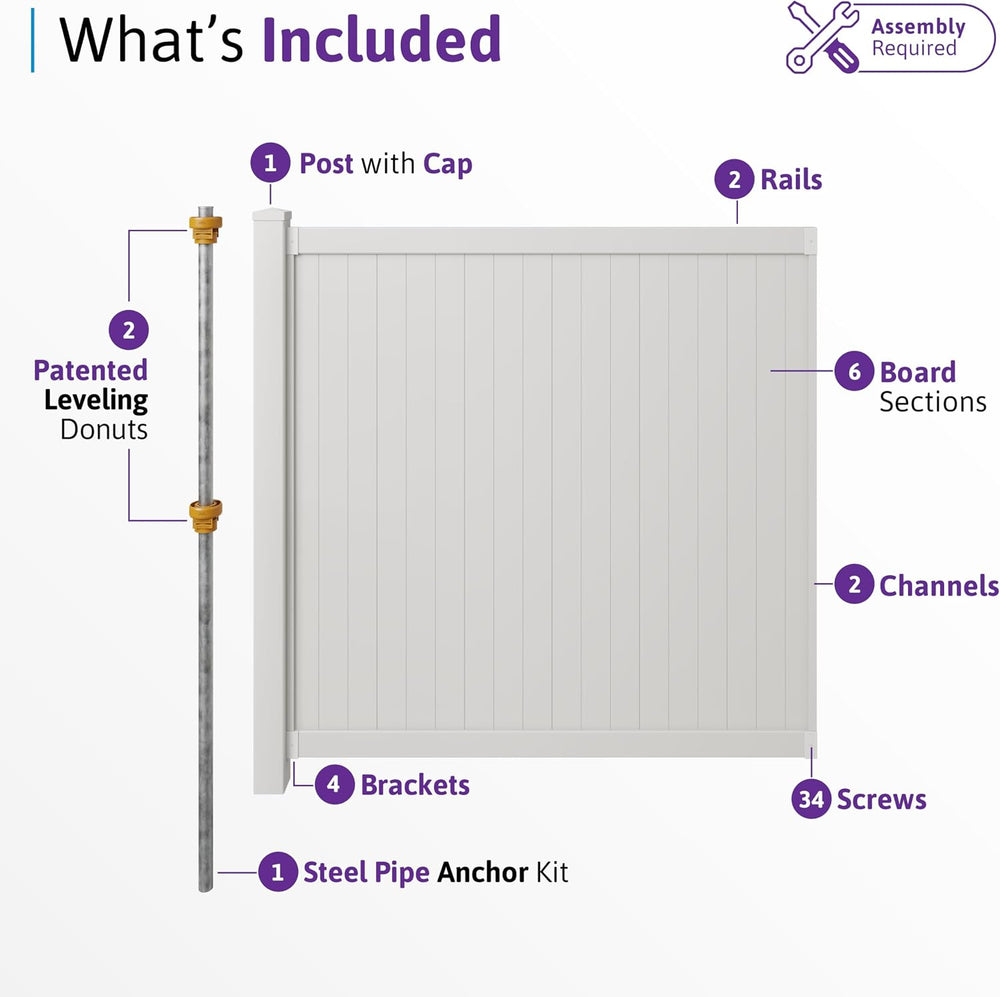 WamBam Cambridge Privacy Fence, White Vinyl No Dig DIY Kit