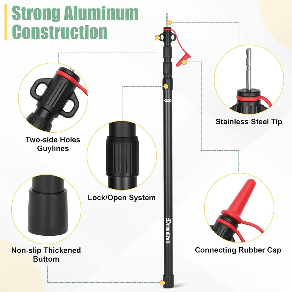 Dreamtrue Tarp Poles Telescoping, Upgraded 4-Section Adjustable Tent Poles, H...
