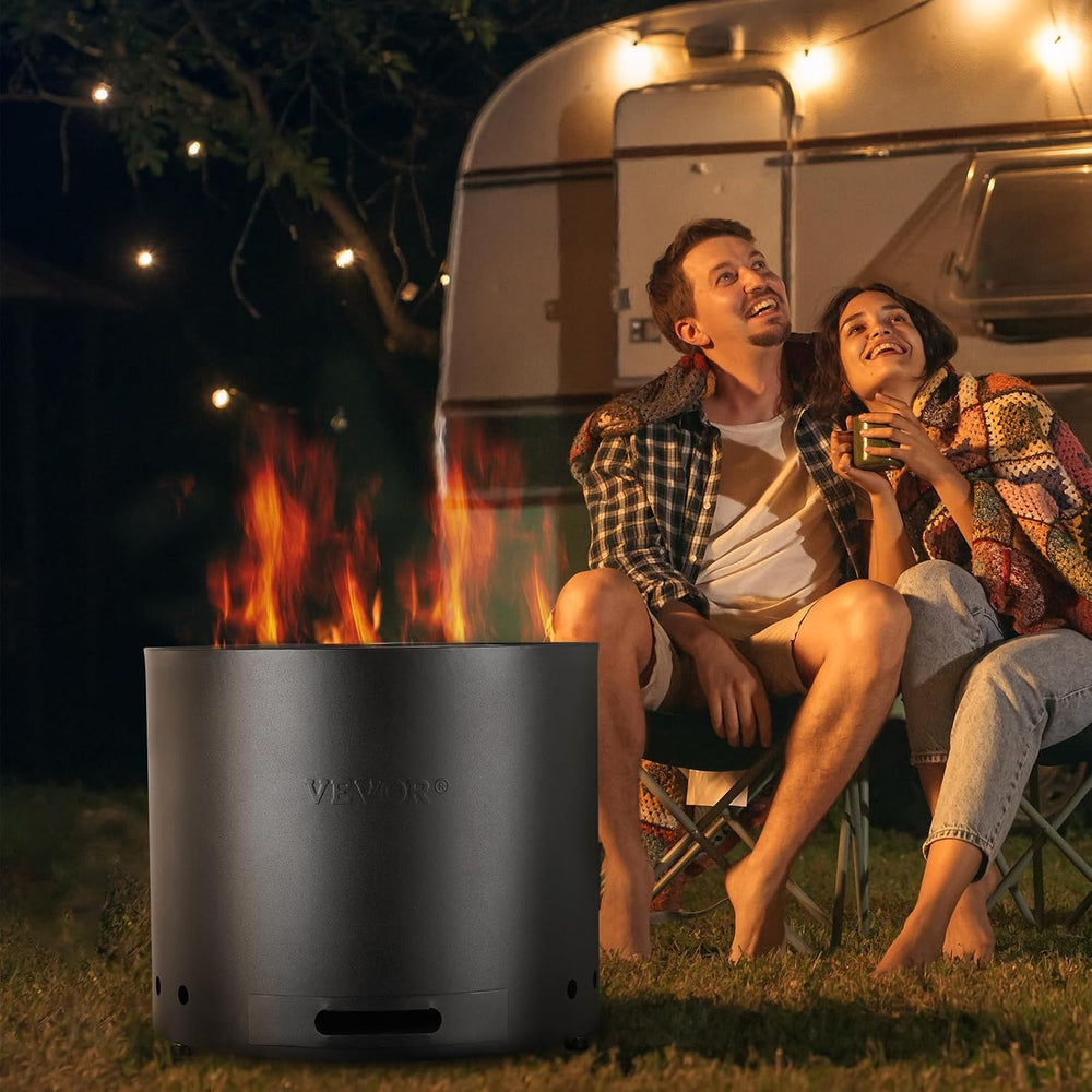 VEVOR Smokeless Fire Pit Stove Bonfire, H: 12.6 in x Dia: 15 in,Wood Burning ...