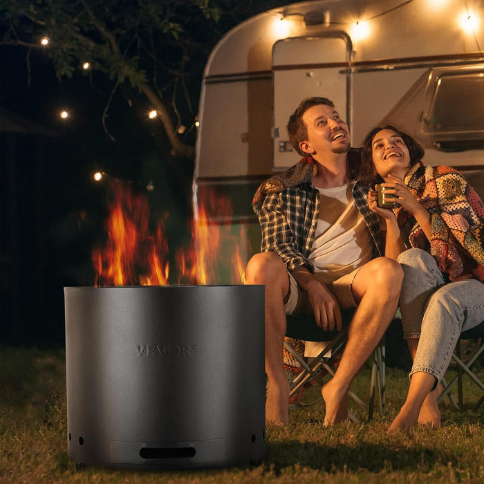 VEVOR Smokeless Fire Pit Stove Bonfire, H: 12.6 in x Dia: 15 in,Wood Burning Fireplaces with Removable Ash Pan, SUS430 Stainless Steel Inner Portable Outdoor Firepit, Ideal for Outdoor Patio Camping