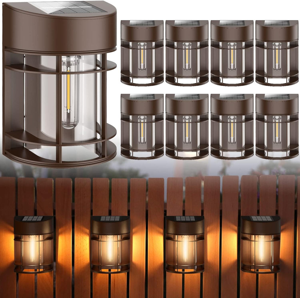 Solar Fence Lights, 8 Pack Deck Light Waterproof Solar Outdoor Lights for Gar...