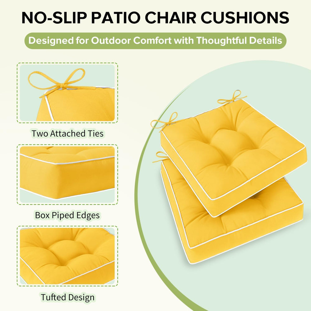 HARBOREST Outdoor Chair Cushions Set of 2, Tufted Patio Chair Cushions with T...