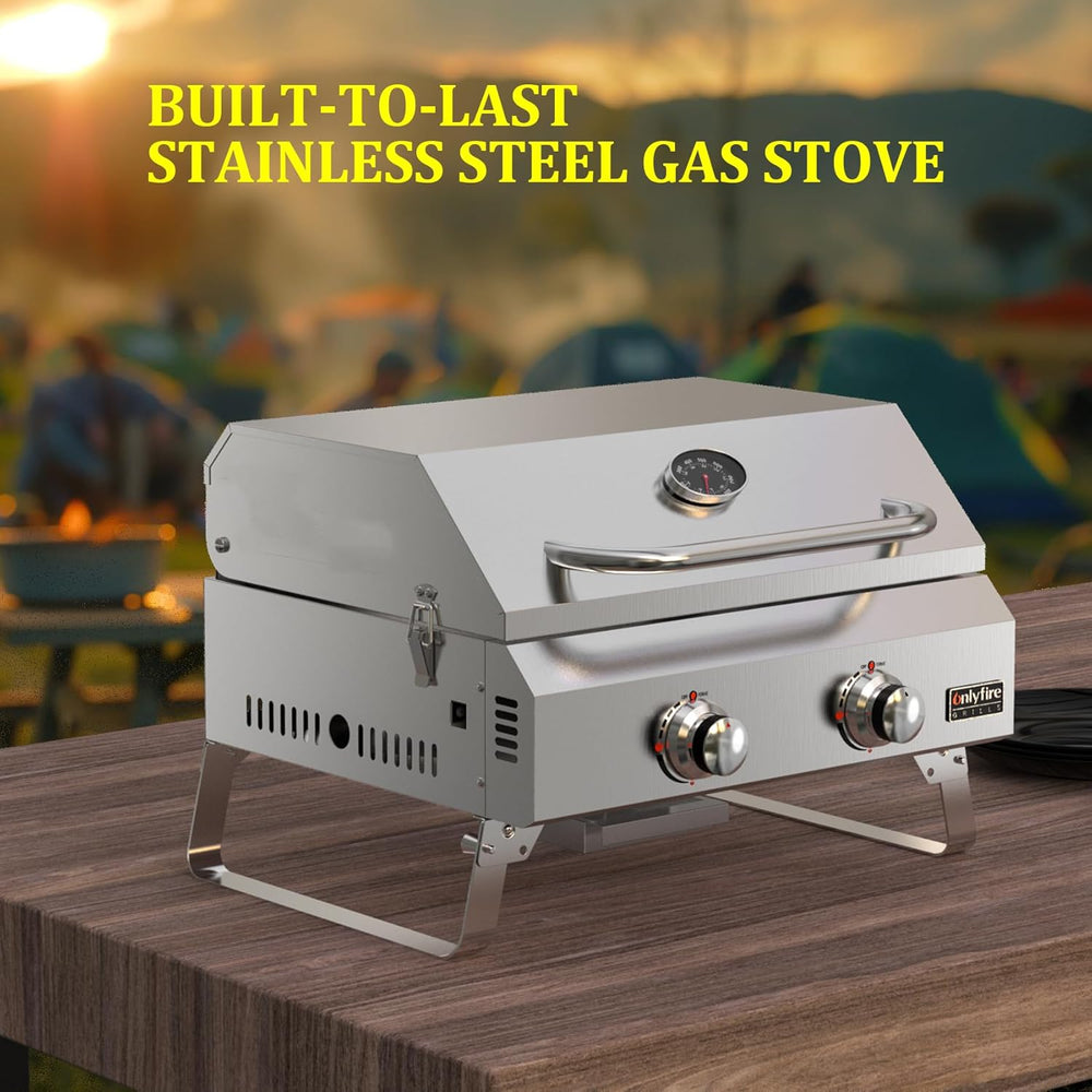 ONLYFIRE GRILLS Tabletop Gas Grill 2 Burners, Portable BBQ Grill, GS322