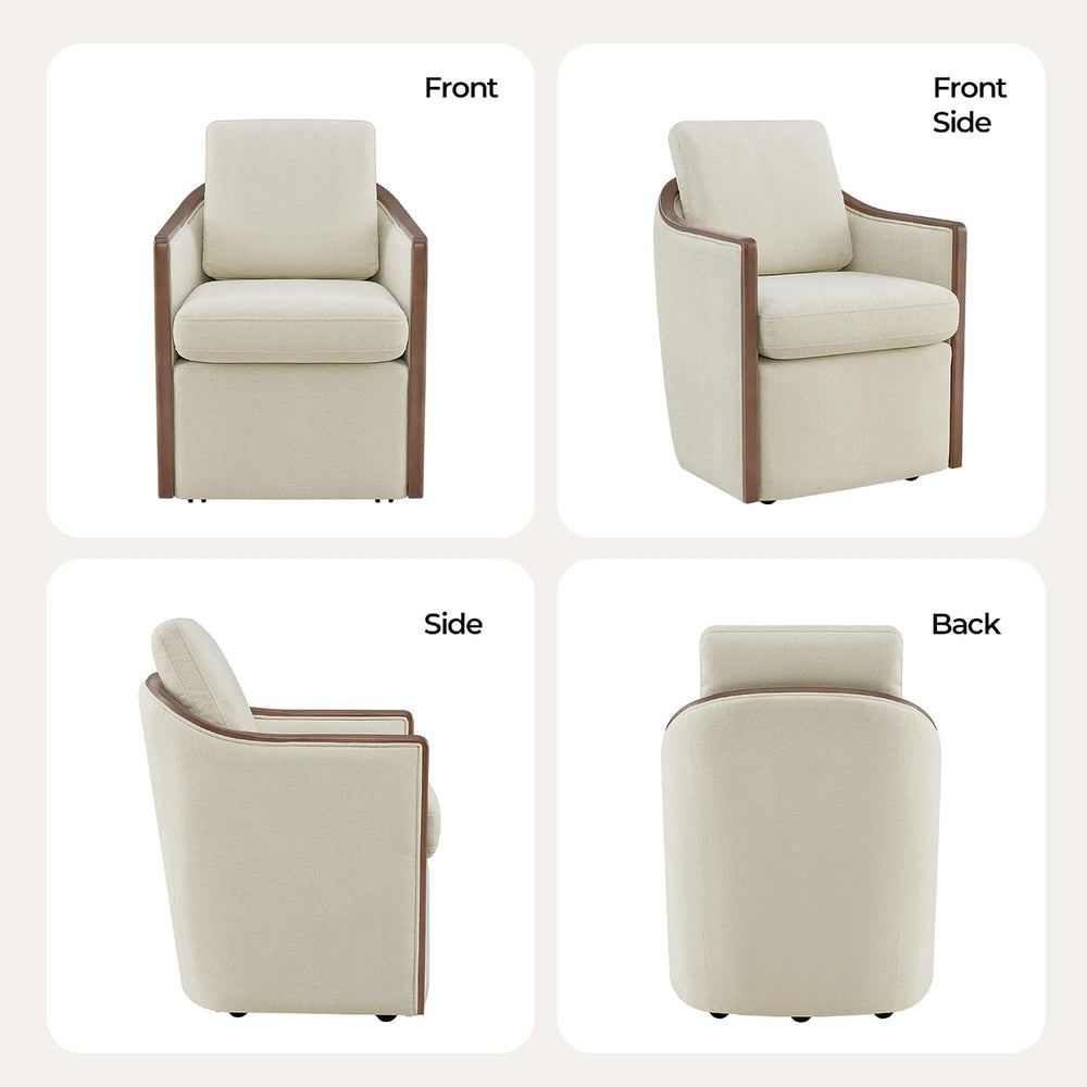 CHITA Upholstered Dining Chairs Set of 2 with Hidden Casters, Cream