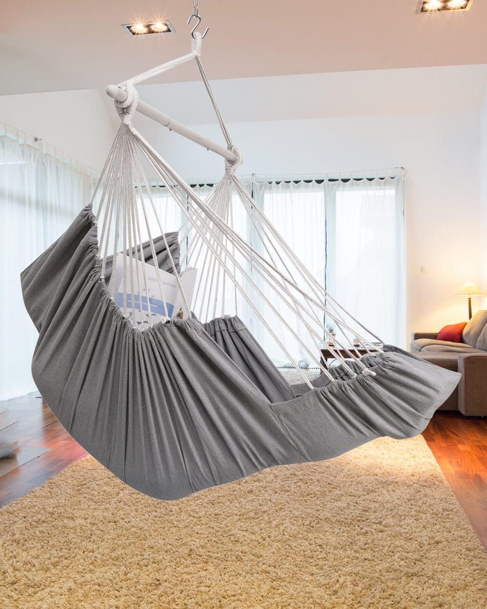ADVOKAIR Hanging Hammock Chair Large Swing Chair with Foot Rest and Hardware,...