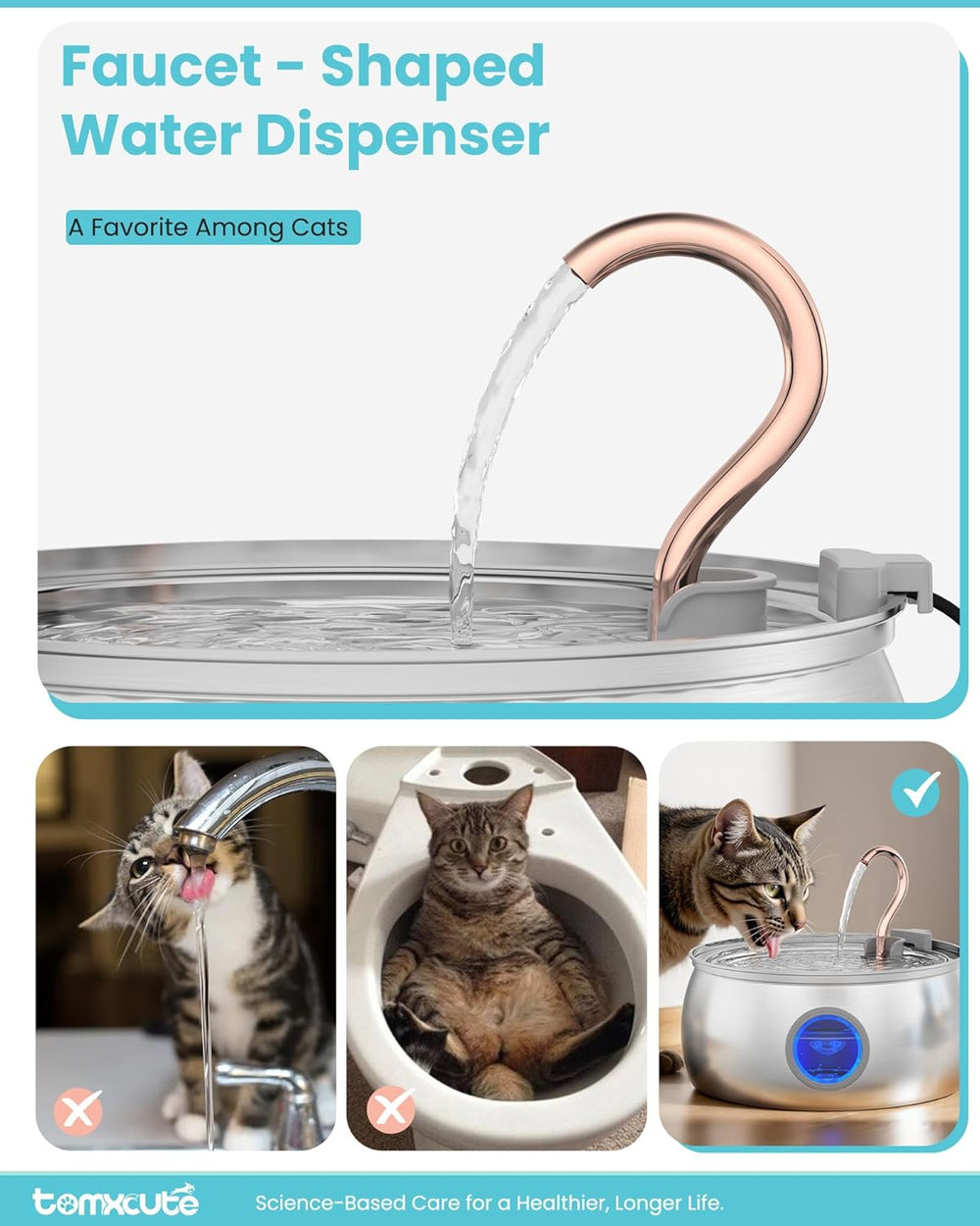 Cat Water Fountain Stainless Steel -135oz/4.0L Cat Fountain for Drinking
