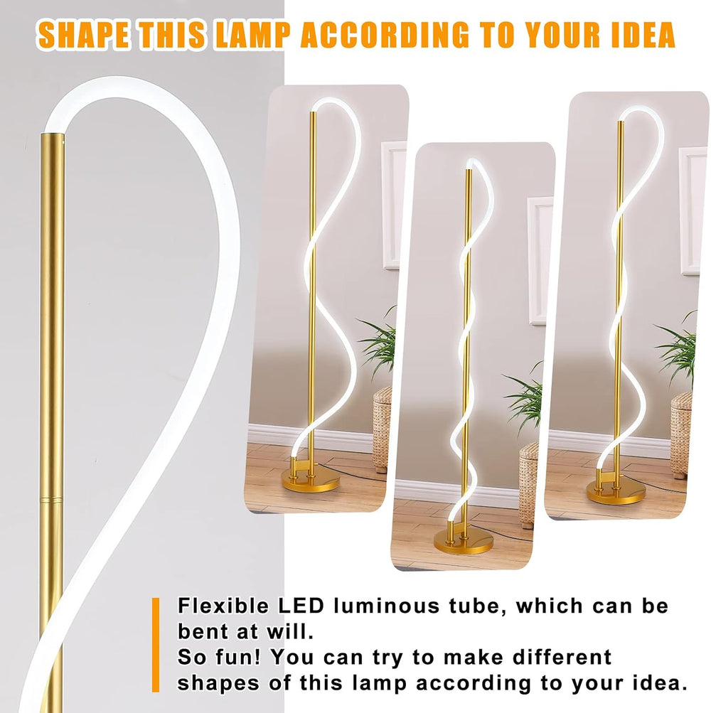 Modern LED Gold Floor Lamp, 3-Level Dimmable Flexible DIY Modeling Tall Stand...