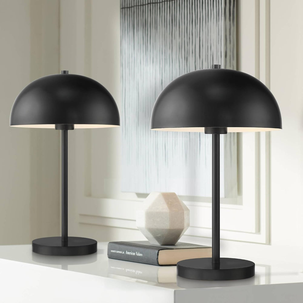 Rhys 19 1/2" Small Table Lamps Set of 2 Black Mushroom Mid Century Modern