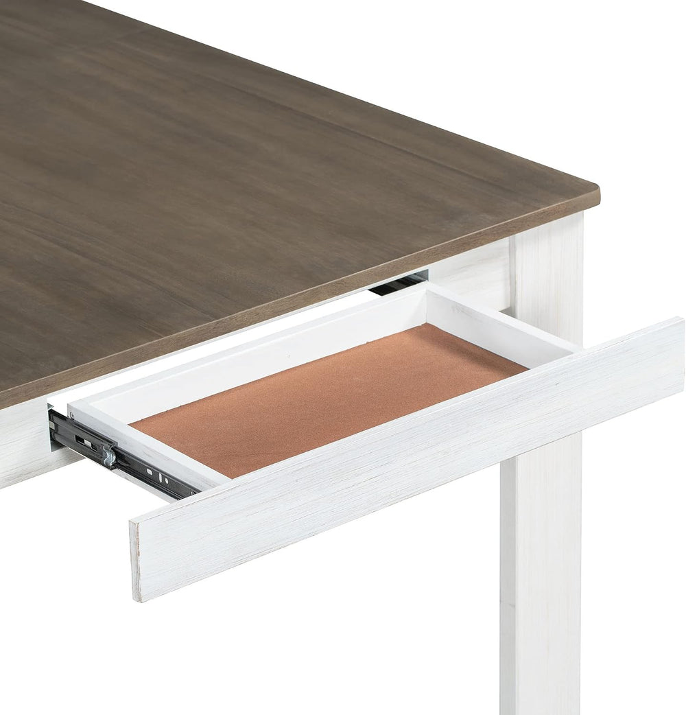 7 Pieces Dining Table Set Wooden Rectangle Extendable Table with 12” Leaf and...