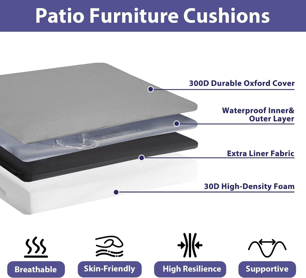IPYNBAP Outdoor Chair Cushions Set of 4 -Waterproof Outdoor Seat Cushions for...