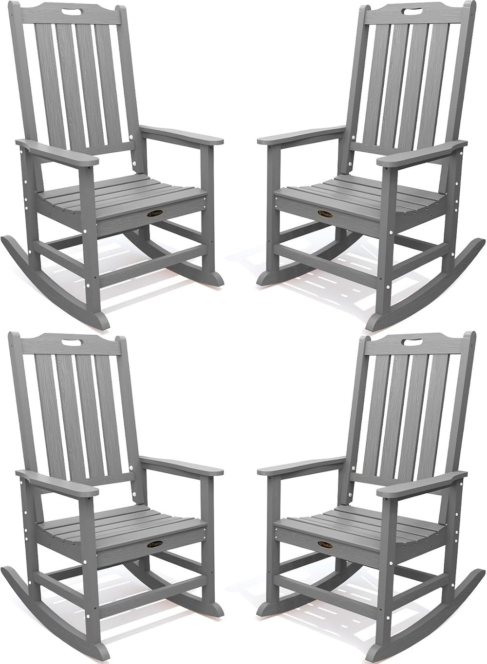 THOEOE Outdoor Rocking Chairs Set of 4, Oversized Patio Rocking Chair