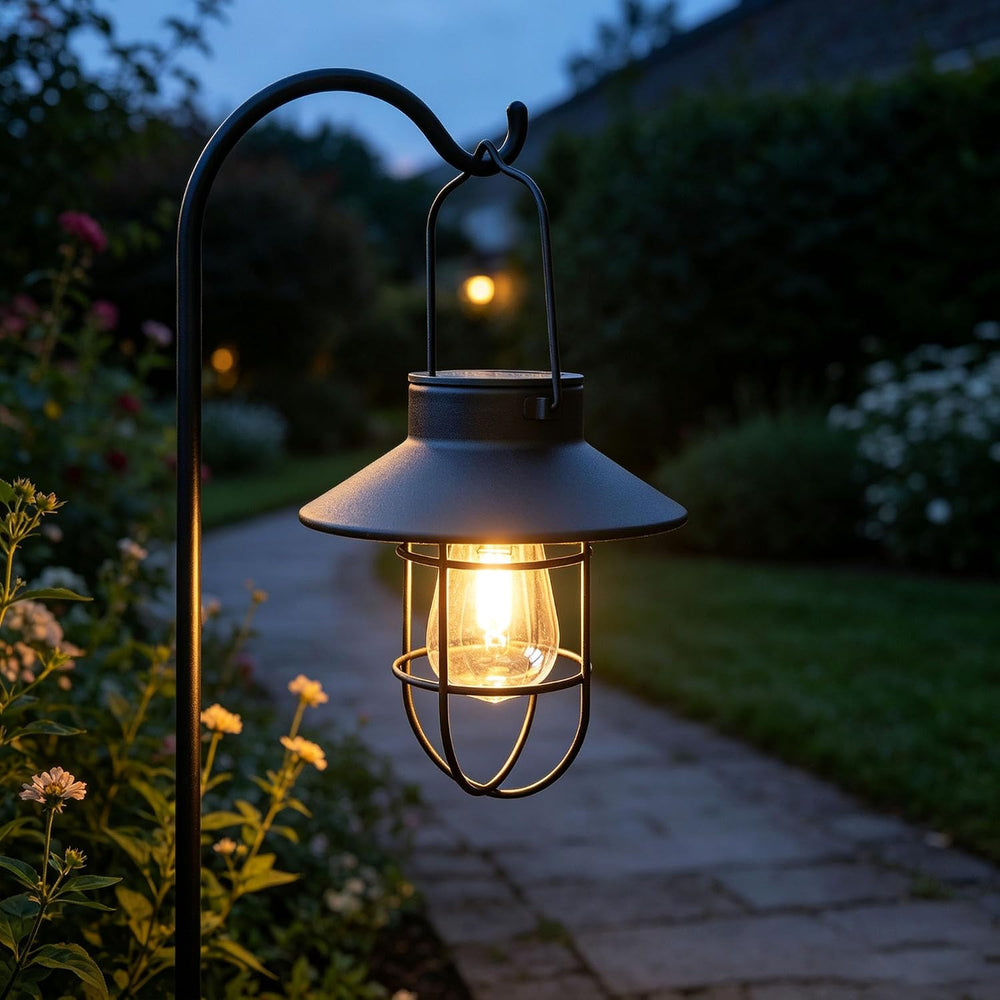 Solar Lantern 2pack Outdoor Hanging Light- Waterproof Vintage Metal Light wit...