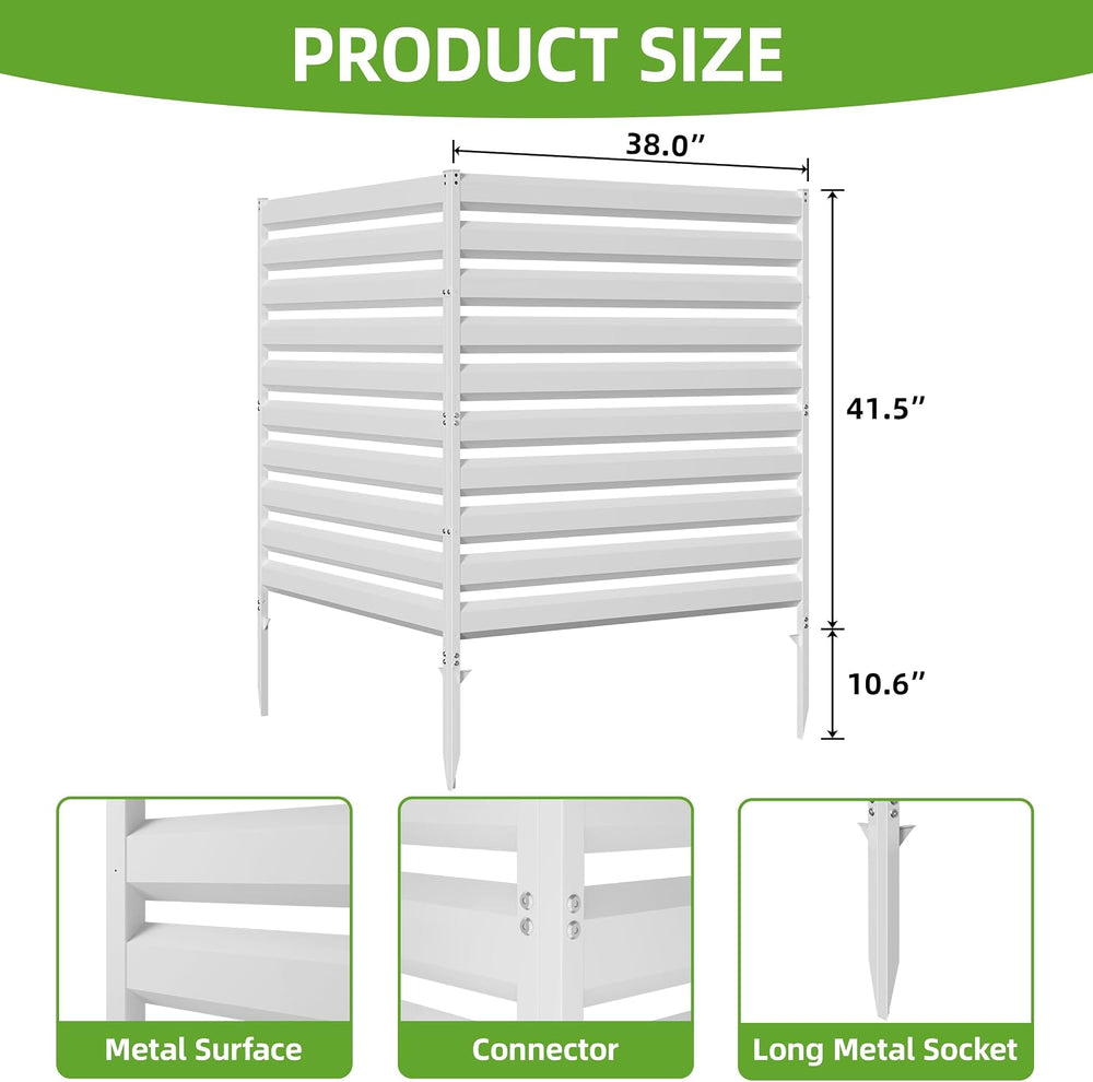 42” H x 38” W Air Conditioner Fence 3 Panels, Metal Privacy Fence Panels, Poo...