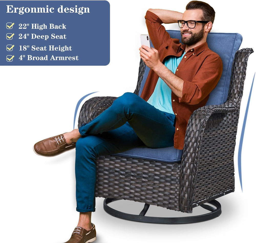 Belord Wicker Outdoor Furniture Patio Furniture Set - 6 Piece Patio Conversat...