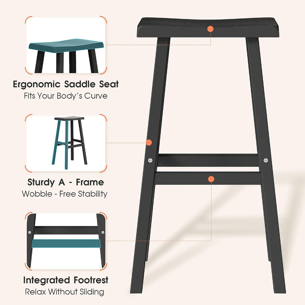NUNU LAB Polywood Saddle-Seat Counter Height Bar Stools for Kitchen Island wi...