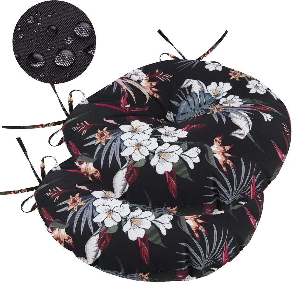 GUEGLSA Outdoor Tufted Round Cushions 18 inch, Waterproof Bistro Chair Cushio...