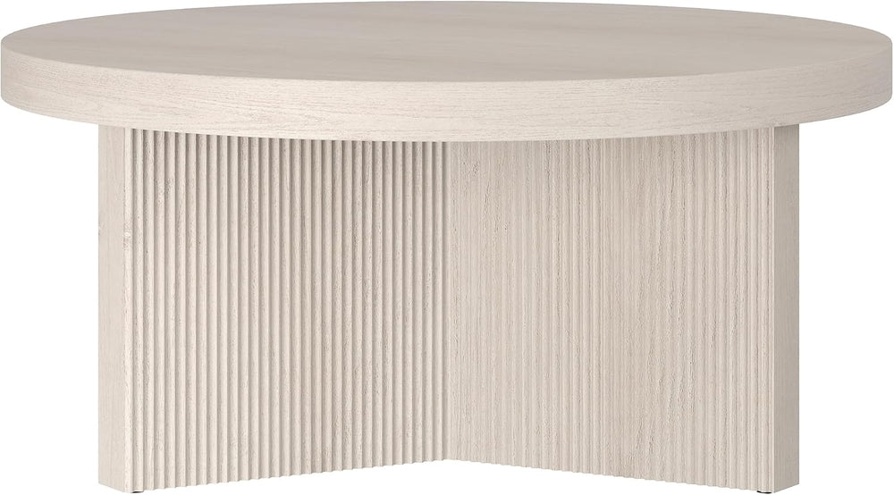 Henn&Hart 32" Scandinavian Fluted Coffee Table, Beech White